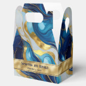 Elegante Faux Goud, Blauw & Wit Marmer Favoriete B Bedankdoosjes (Geopend)