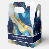 Elegante Faux Goud, Blauw & Wit Marmer Favoriete B Bedankdoosjes (Geopend)