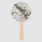 Elegante Faux Goud Grijs Wit Marmered Wedding Handwaaier (Achterkant)