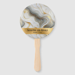 Elegante Faux Goud Grijs Wit Marmered Wedding Handwaaier