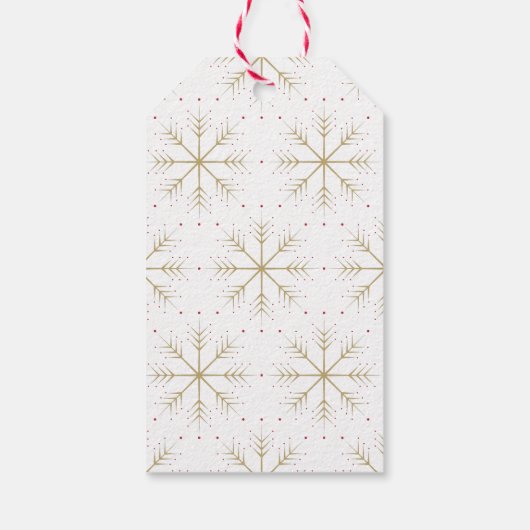 Elegante Faux Goud Rode Sneeuwvlok Cadeaulabel (Achterkant)