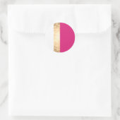 Elegante faux goud roze witte strepen ronde sticker (Tas)