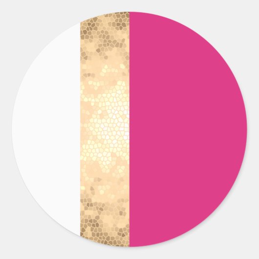 Elegante faux goud roze witte strepen ronde sticker (Voorkant)