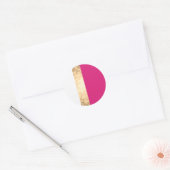 Elegante faux goud roze witte strepen ronde sticker (Envelop)