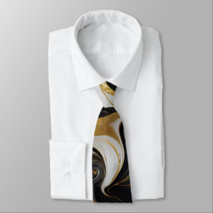 Elegante faux goud, zwart en wit gemarmerd stropdas
