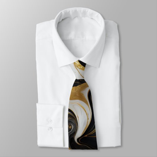 Elegante faux goud, zwart en wit gemarmerd stropdas (Gebonden)