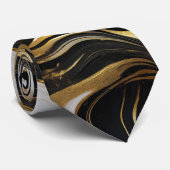 Elegante faux goud, zwart en wit gemarmerd stropdas (Opgerold)