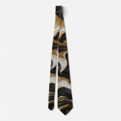 Elegante faux goud, zwart en wit gemarmerd stropdas (Achterkant)