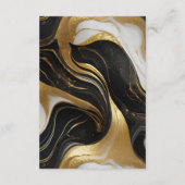 Elegante Faux Goud, Zwart & Wit Marmered Wedding Informatiekaartje (Achterkant)