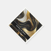 Elegante Faux Goud, Zwart & Wit Marmered Wedding Servet (Hoek)