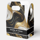 Elegante faux goud, zwart wit marmeren gunstboxen bedankdoosjes (Geopend)