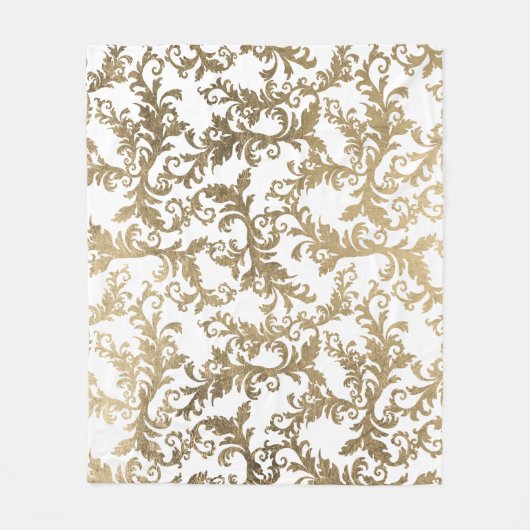 Elegante  faux gouden bloemendamast fleece deken (Voorkant)