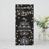 Elegante faux gouden confetti bruiloft menu (Staand voorkant)