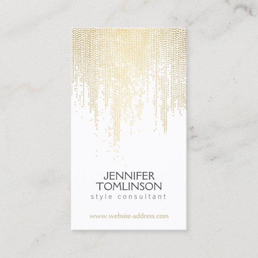 Elegante faux gouden confetti stippen patroon
 visitekaartje (Voorkant)