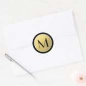 Elegante Faux Gouden Folie Zwart Monogram Afdichti Ronde Sticker (Envelop)