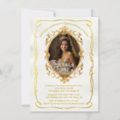 Elegante faux gouden foto koninklijke quinceanera  kaart (Voorkant)
