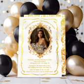 Elegante faux gouden foto koninklijke quinceanera  kaart