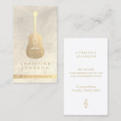 Elegante faux gouden gitaar muziekleraar visitekaartje (Voorkant / Achterkant)