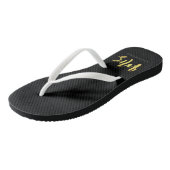 Elegante faux gouden naam Mrs Black Stripes Teenslippers (Schuin)