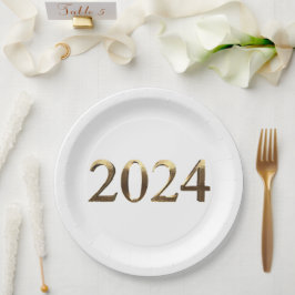 Elegante Faux Gouden Nummers Gelukkig Nieuwjaar 20 Papieren Bordje