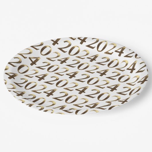 Elegante Faux Gouden Nummers Gelukkig Nieuwjaar 20 Papieren Bordje (Gekanteld)