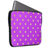 Elegante faux gouden paarse polka stippen laptop sleeve (Voorkant Rechts)