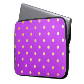 Elegante faux gouden paarse polka stippen laptop sleeve (Voorkant Links)