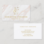 Elegante Faux gouden treble sleutel op roze marmer Visitekaartje (Voorkant / Achterkant)