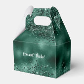 Elegante Faux Green Glitter en Folie bruiloft Bedankdoosjes (Achterkant)