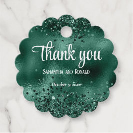 Elegante Faux Green Glitter en Folie bruiloft Bedankjes Labels