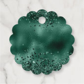Elegante Faux Green Glitter en Folie bruiloft Bedankjes Labels (Achterkant)