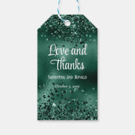 Elegante Faux Green Glitter en Folie bruiloft Cadeaulabel