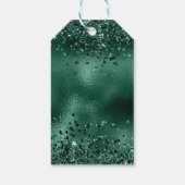 Elegante Faux Green Glitter en Folie bruiloft Cadeaulabel (Achterkant)