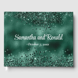 Elegante Faux Green Glitter en Folie bruiloft Gastenboek