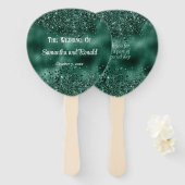 Elegante Faux Green Glitter en Folie bruiloft Handwaaier (Voorkant en achterkant)
