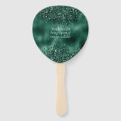 Elegante Faux Green Glitter en Folie bruiloft Handwaaier (Achterkant)