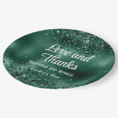 Elegante Faux Green Glitter en Folie bruiloft Papieren Bordje (Gekanteld)