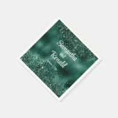 Elegante Faux Green Glitter en Folie bruiloft Servet (Hoek)