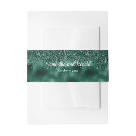 Elegante Faux Green Glitter en Folie bruiloft Uitnodigingen Wikkel