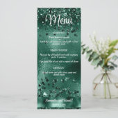 Elegante Faux Green Glitter en Folie Wedding Menu Kaart (Staand voorkant)