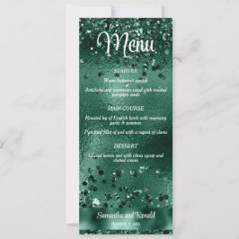 Elegante Faux Green Glitter en Folie Wedding Menu Kaart