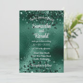 Elegante Faux Green Glitter & Folie bruiloft Kaart (Staand voorkant)