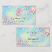 Elegante Faux Holografische Opal Cupcake Bakkerij  Visitekaartje (Voorkant / Achterkant)