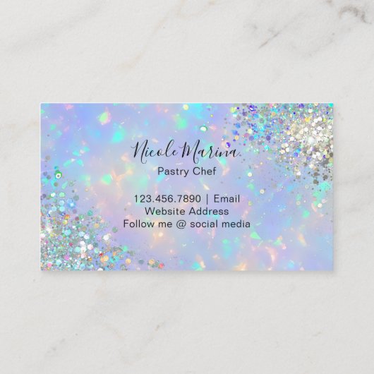 Elegante Faux Holografische Regenboog Glitter Cupc Visitekaartje (Achterkant)