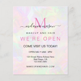 Elegante Faux Holographic We zijn open iriserend Flyer