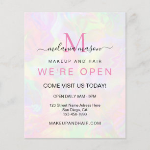 Elegante Faux Holographic We zijn open iriserend Flyer
