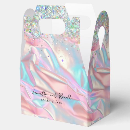 Elegante faux iriserende Folie en glitter bruiloft Bedankdoosjes (Geopend)