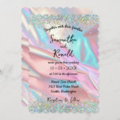 Elegante faux iriserende Folie en glitter bruiloft Kaart (Voorkant / Achterkant)