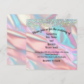 Elegante faux iriserende Folie en glitter bruiloft Kaart (Voorkant / Achterkant)