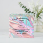 Elegante faux iriserende Folie en glitter bruiloft Kaart (Staand voorkant)